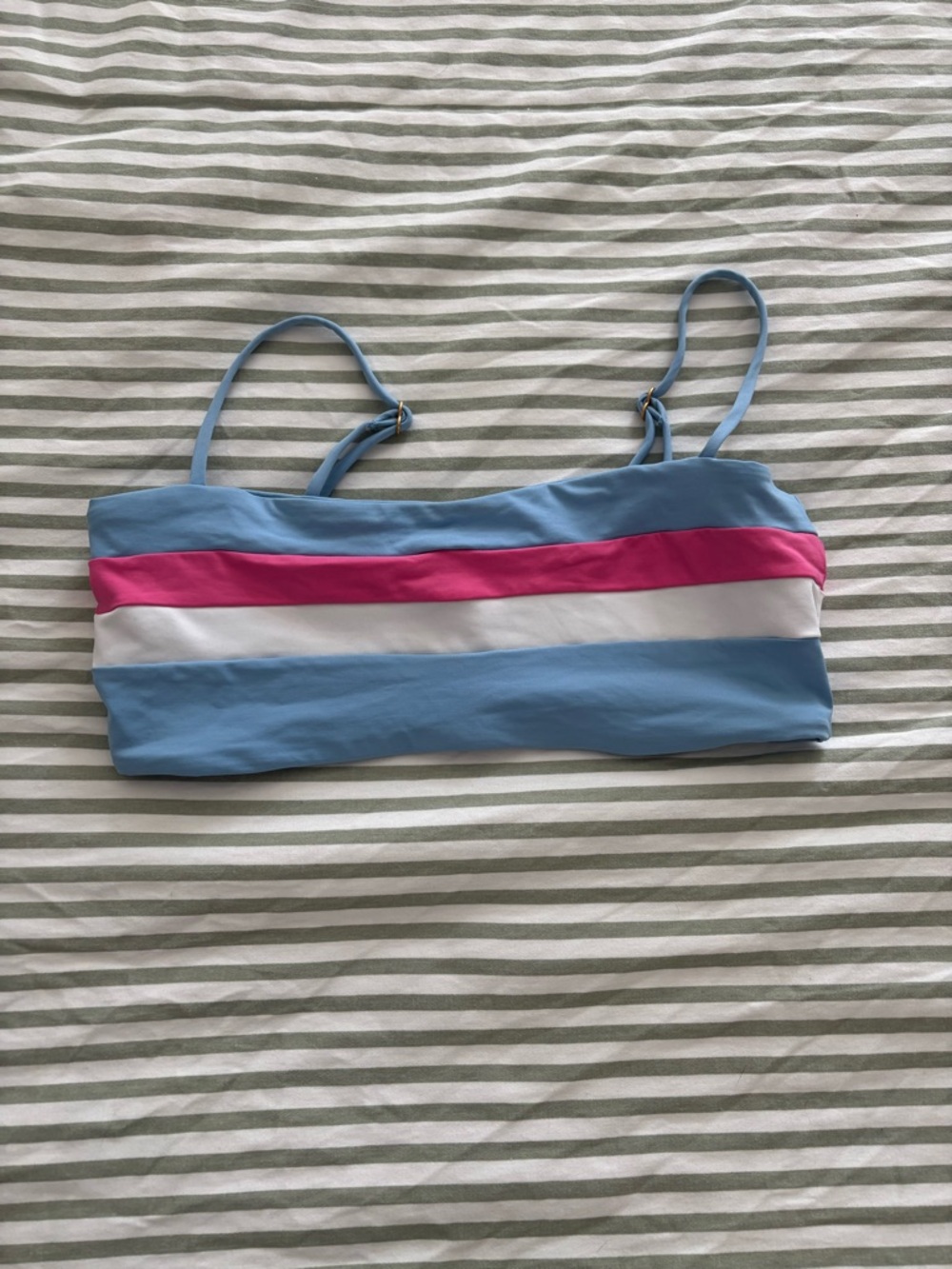 l*space Blue Pink White Striped Bikini Top